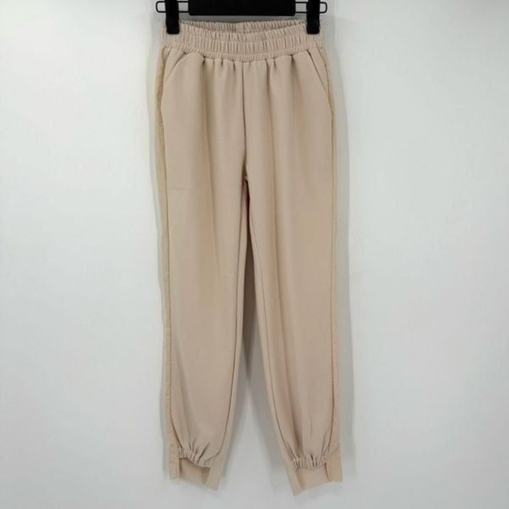 Joh Katie Crepe Knit Pant Elastic Waist Pockets Women XS Beige Relaxed 33071-K
